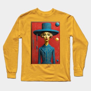 Surreal Portrait in Red Long Sleeve T-Shirt